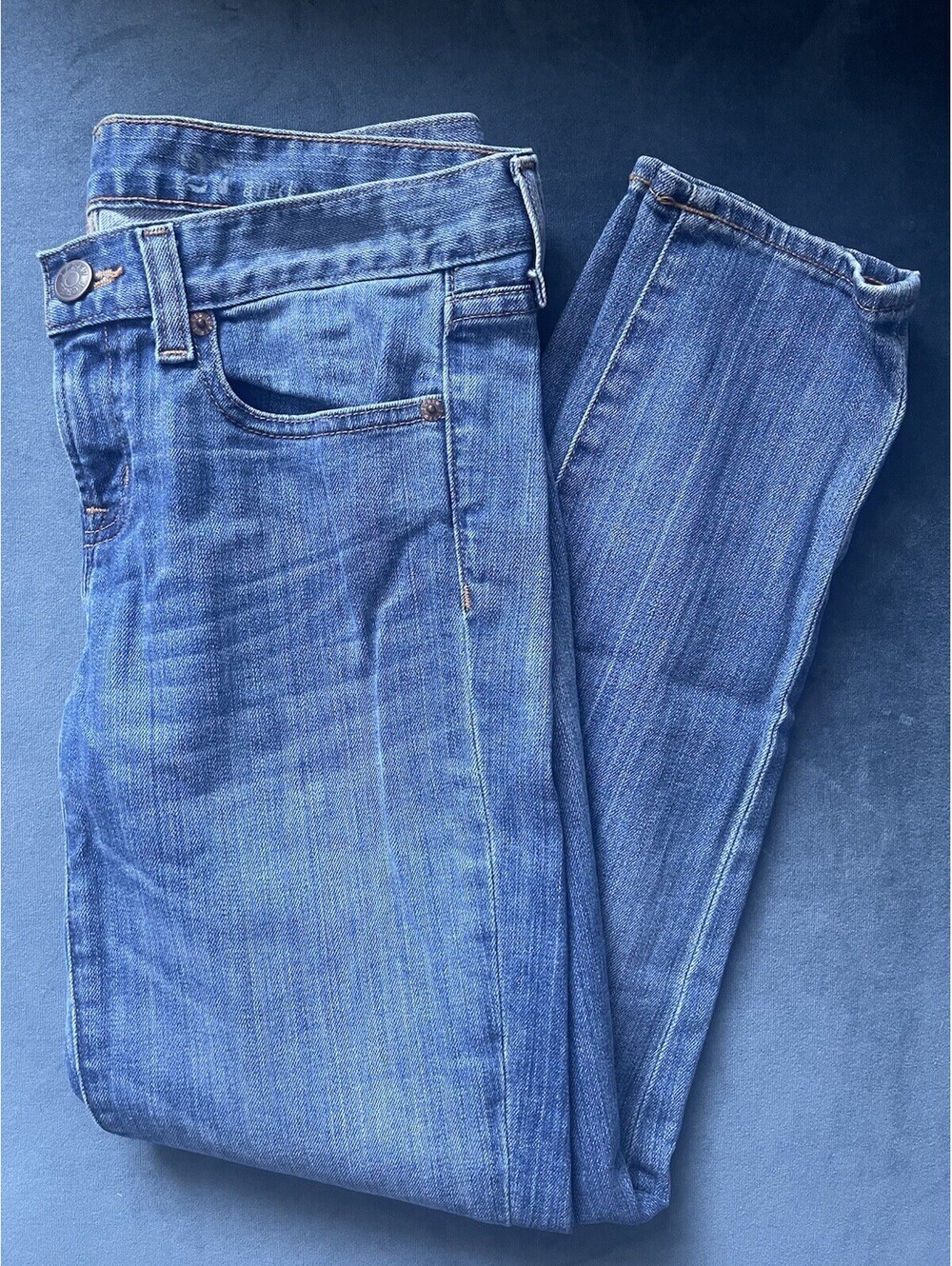 J CREW Jeans 27 Toothpick Ankle Blue Denim Women’s 5-Pocket Stretch Low Rise